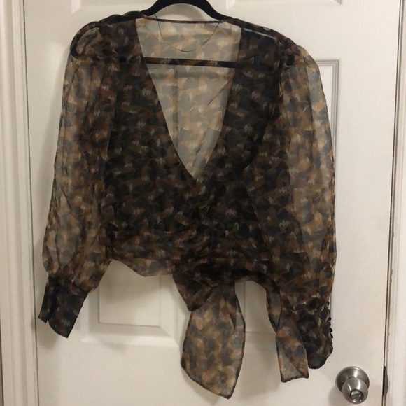 Wrap style sheer party top - Picture 2 of 7